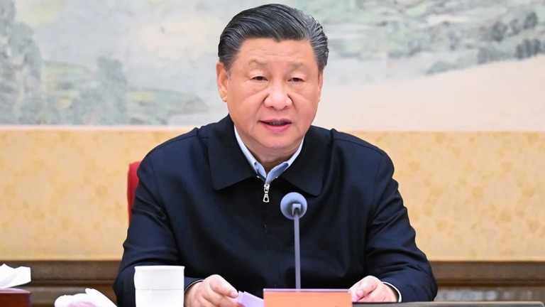 中国の習近平国家主席が演説で、総統選を控えた台湾の「再統一」に言及した/Li Xueren/Xinhua/Getty Images