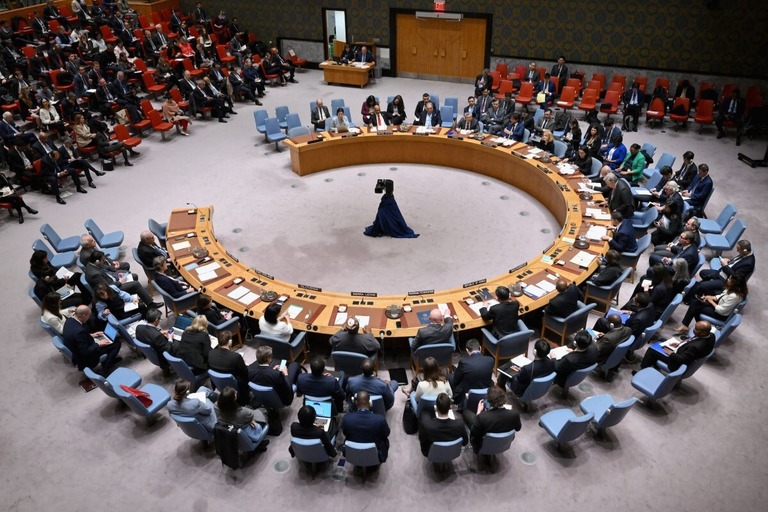国連安全保障理事会は国家としてのパレスチナ承認をめぐる決議案を採決したが米国が拒否権を行使して否決された/Angela Weiss/AFP/Getty Images