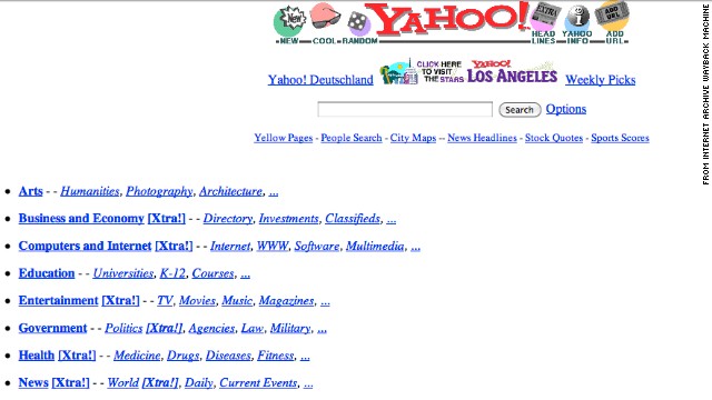 １９９６年１０月のyahoo.com＝Internet Archive Wayback Machine提供