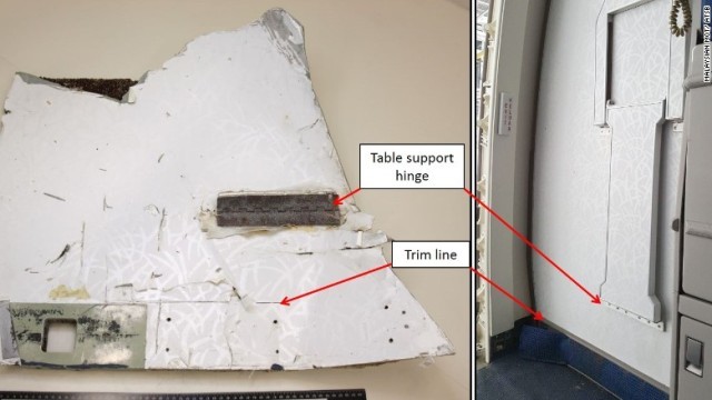 客室の内装カバーとみられる残骸も不明機のものと一致＝MALAYSIAN MOT/ATSB