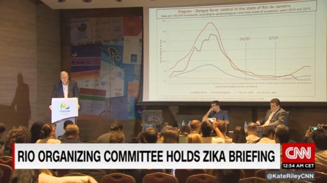 五輪組織委が記者会見を開き、ジカ熱に対する懸念の払拭に努めた