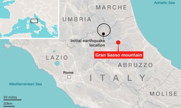 １８日には１０回を超える地震がイタリア中部で発生