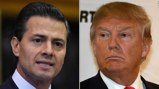 メキシコのペニャニエト大統領（左）と米国のトランプ大統領