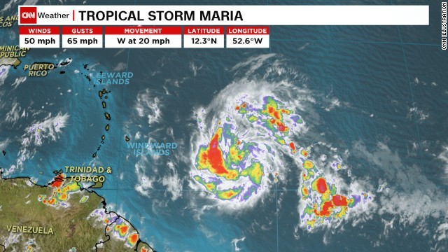 熱帯暴風雨「マリア」が発生し、カリブ海へと進んでいる