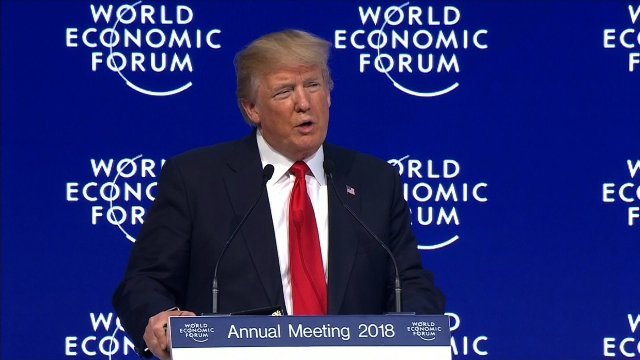 ダボス会議で演説したトランプ大統領は、「米国でビジネスを行うには最良の時期だ」と訴えた