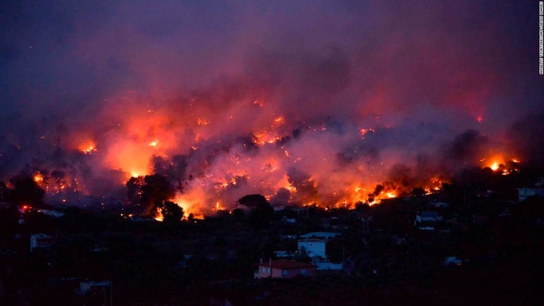 アテネ近郊などで発生した山火事の消火活動は困難を極めているという/ANGELOS TZORTZINIS/AFP/Getty Images