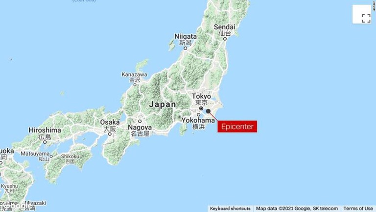 ７日夜、千葉県北西部を震源とするマグニチュード（Ｍ）５．９の地震が発生した/Google