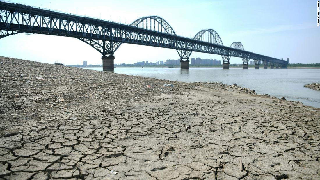 長江の川沿い＝１９日、中国・江西省九江/STR/AFP/Getty Images