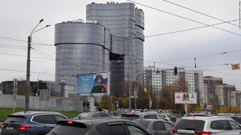 ロシア・サンクトペテルブルクにあるワグネルの施設の外観/Olga Maltseva/AFP/Getty Images