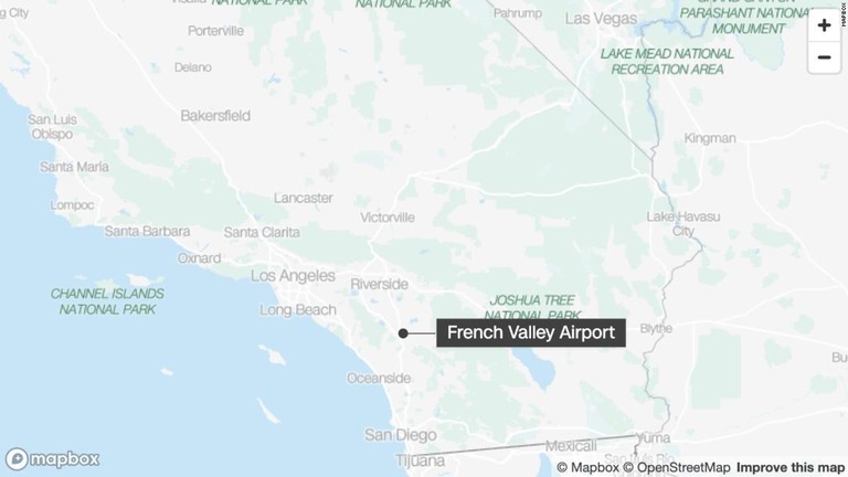 米カリフォルニア州で小型機が墜落し、搭乗していた６人全員が死亡した/Mapbox
