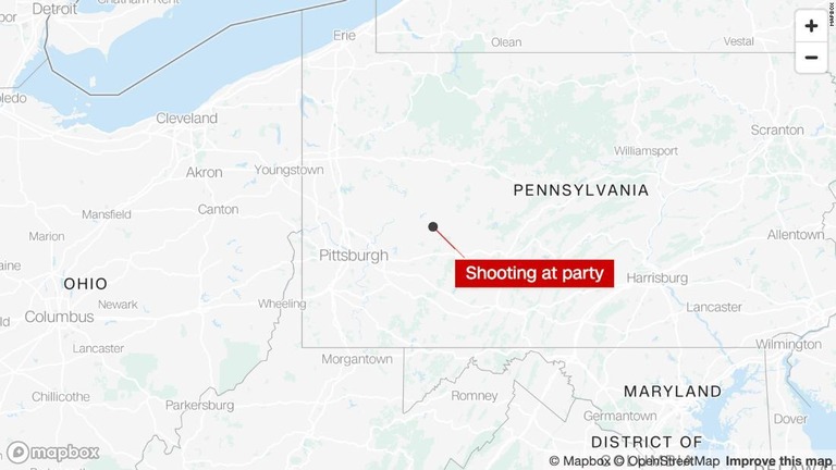 米ペンシルベニア州のパーティー会場で発砲があり、死傷者が出た/Mapbox