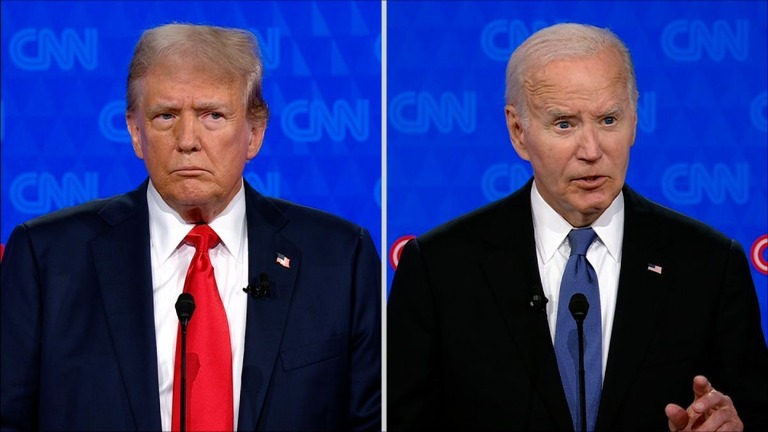 米大統領選討論会で、両候補が米国経済の現状について見解を表明した/CNN