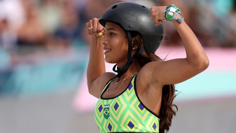 スケートボード女子ストリートで銅メダルを獲得したブラジルのライッサ・レアウ/Julian Finney/Getty Images Europe/Getty Images