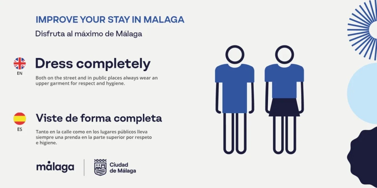 路上や公共の場所での着衣を求めるポスター/Malaga Tourism/X