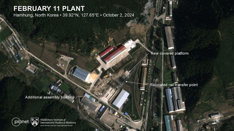 拡張されたとみられるミサイルの組み立て施設の衛星画像/Planet Labs PBC/James Martin Center for Nonproliferation Studies