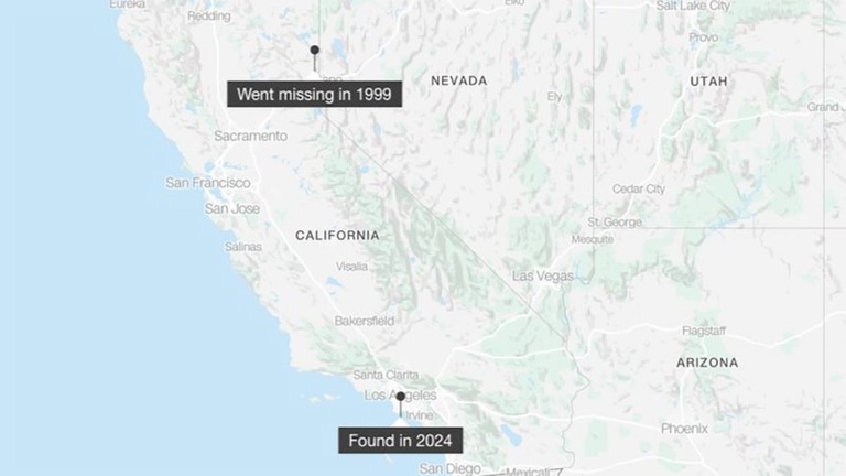 米カリフォルニア州で１９９９年に行方不明になった男性が、２５年ぶりに発見された/Mapbox