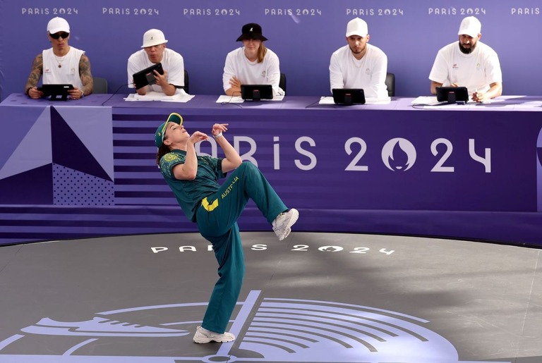 パリ五輪でのブレイキンのパフォーマンスが物議を醸した豪代表のＲ・ガン選手/Ezra Shaw/Getty Images via CNN Newsource