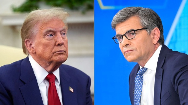 トランプ次期大統領（左）とＡＢＣニュースのアンカー、ジョージ・ステファノプロス氏/Pictured are President-elect Donald Trump and ABC News' George Stephanopoulos.