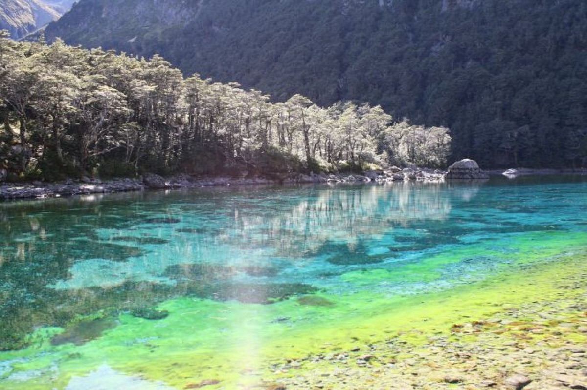 この湖はかねて手つかずの水で知られていたが、２０１３年に研究者が湖の透明度に関する論文を発表。７０～８０メートルの透明度を誇り、「これまで報告された中で最も澄んだ淡水」であることが判明した/John Wotherspoon