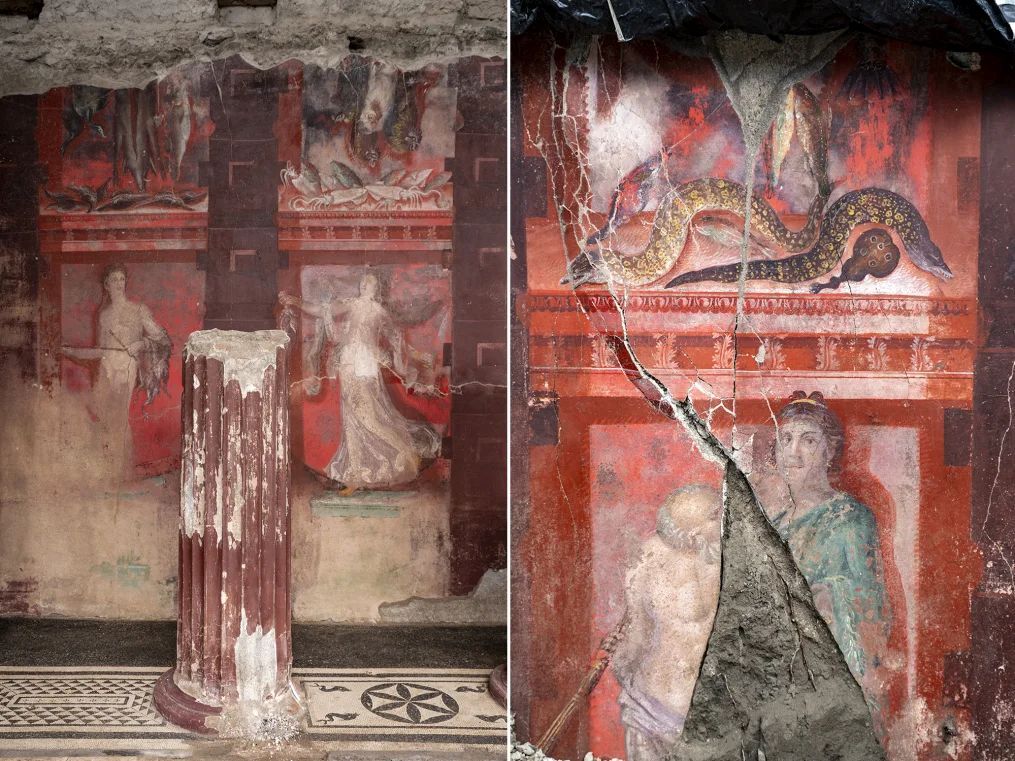 壁画に描かれる人物には男女の聖職者、楽師、狩人などが含まれる/Silvia Vacca/Pompeii Sites