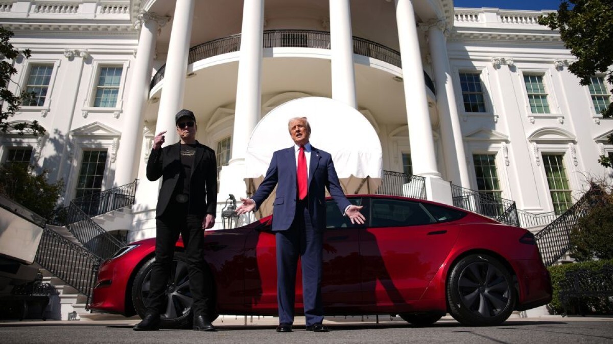 イーロン・マスク氏（左）とトランプ米大統領＝１１日、米ワシントンＤＣのホワイトハウス南庭/Andrew Harnik/Getty Images